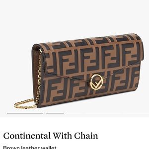 Continental Wallet Fendi  With Gold chain 
Brown leather wallet